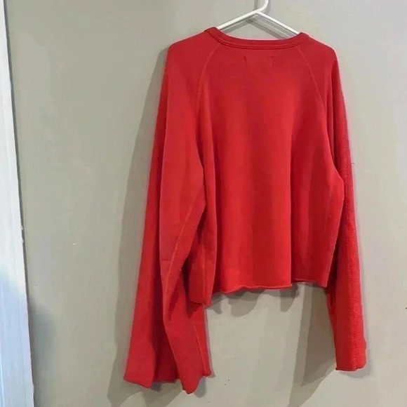[S]7 For All  Mankind Crewneck Flare-Sleeve Crop French Terry Sweatshirt- NWOT - Picture 7 of 12
